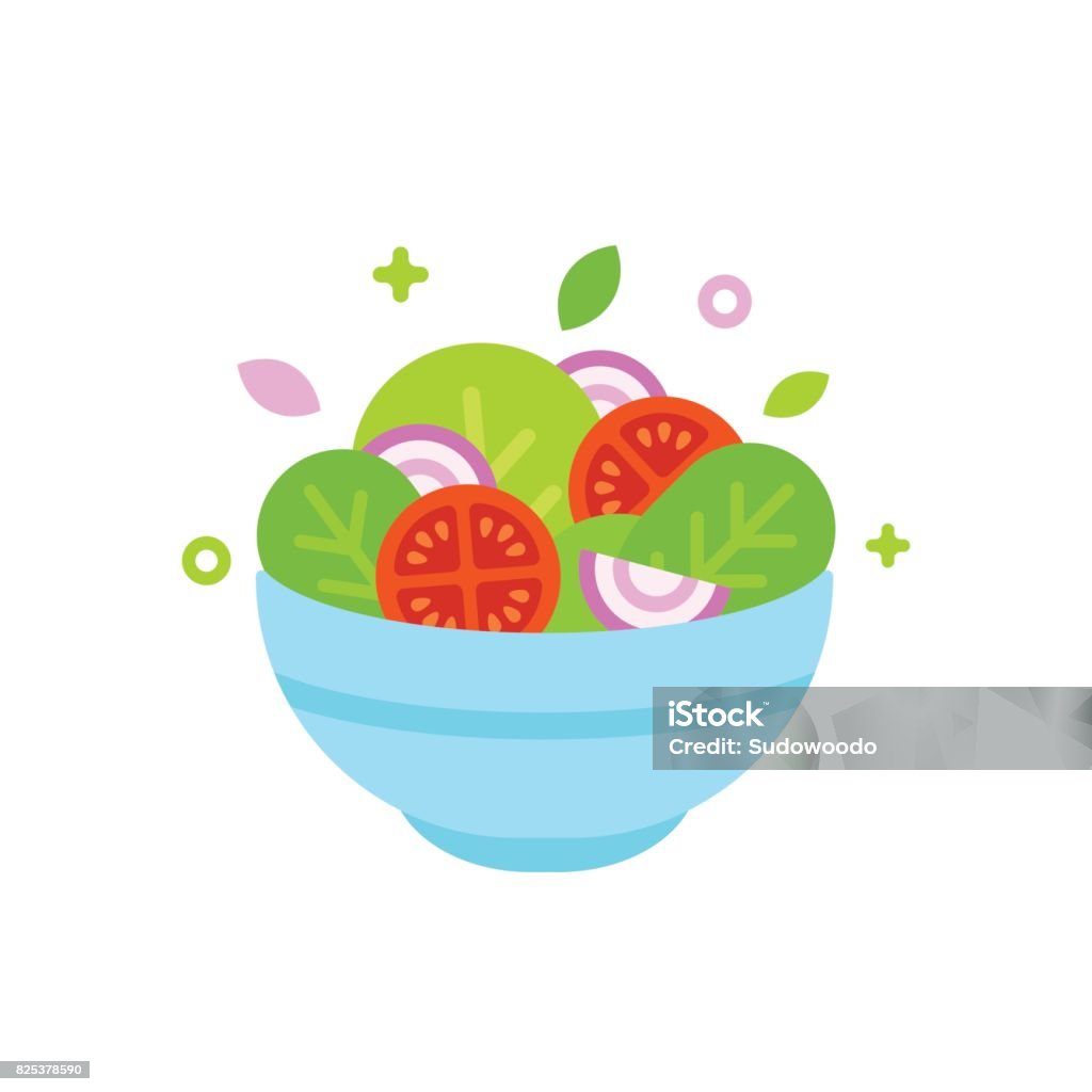 Ilustración del tazón de fuente de ensalada - arte vectorial de Ensalada libre de derechos