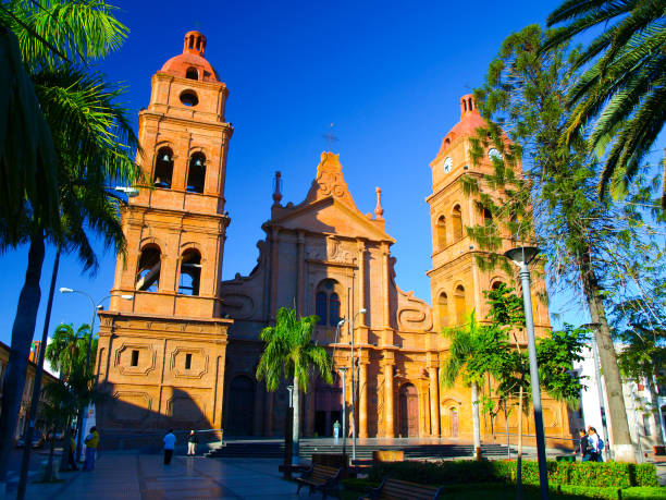 Roman Catholic Archdiocese of Santa Cruz de la Sierra in Bolivia Red brick cathedral on main square, Roman Catholic Archdiocese of Santa Cruz de la Sierra, Bolivia bolivia photos stock pictures, royalty-free photos & images