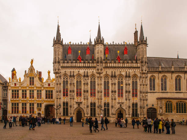 istock Burg square with City Hall in belgian Bruges 825386446