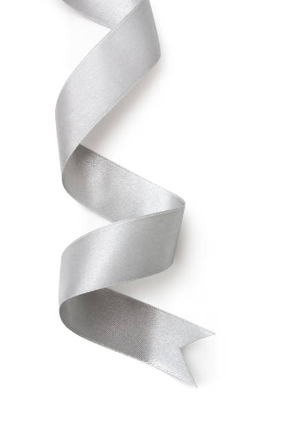 istock silver ribbon bow in bright silver white grey color isolated on white background 825390972