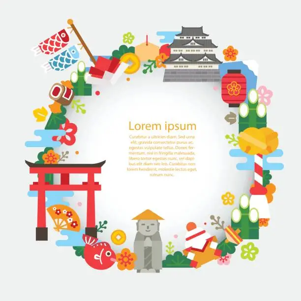 Vector illustration of Collection Of Japanese New Year