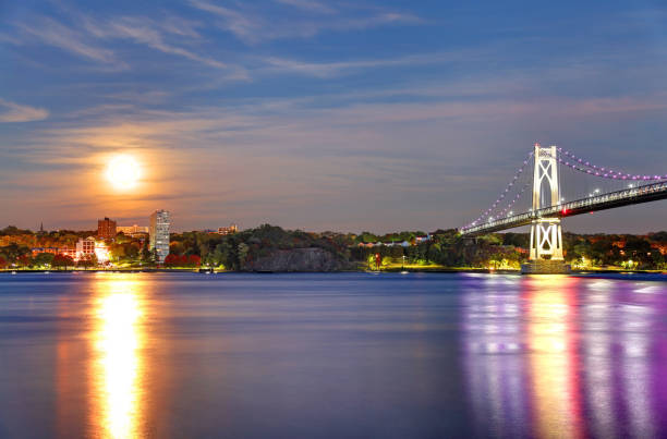 istock Full moon over downtown Poughkeepsie, New York 825397492