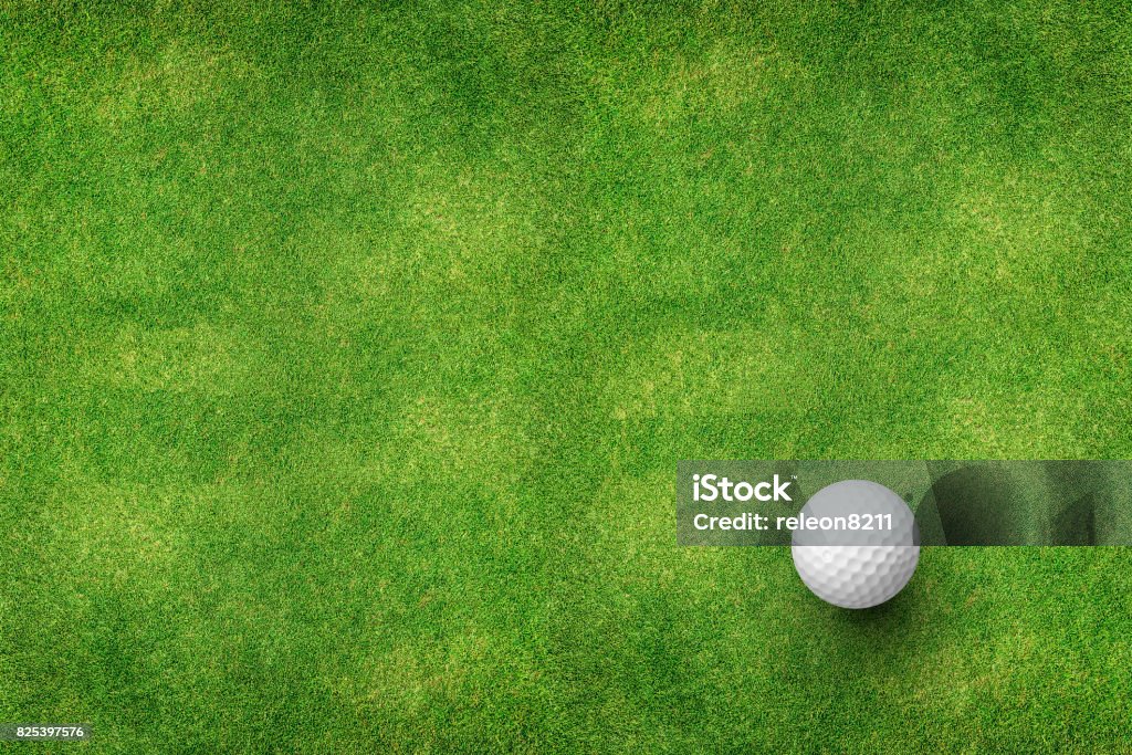 golf ball on grass top view Golf Stock Photo