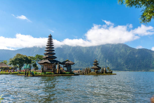 istock Asian temple Ulun-Lake in Bali 825405484