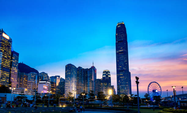 istock Central park of Hong Kong at night 825409020