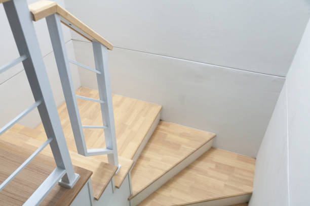 istock wooden staircase in modern house 825416270