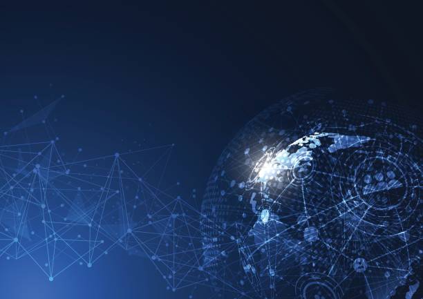 istock Global network connection. World map point and line composition concept of global business. Vector Illustration 825416404