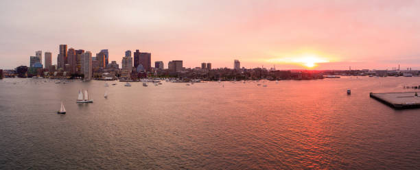 istock Aerial image of a beautiful sunset over Boston 825417164