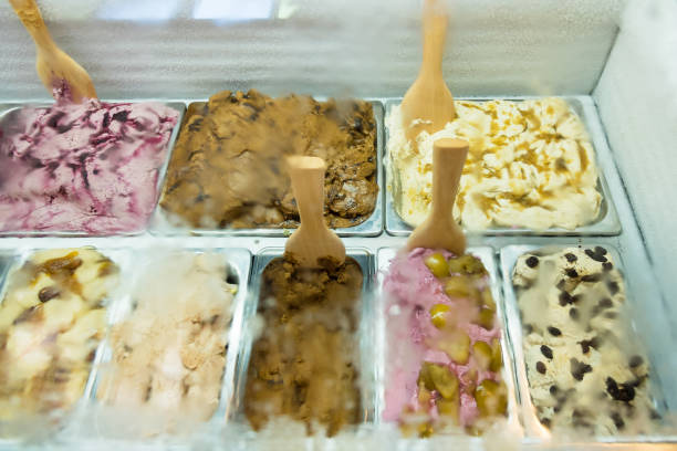 istock Homemade fruit ice cream in a freezer. 825424106