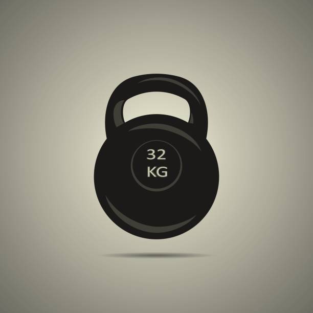 sport weight icon kettlebell icon in flat style, sport weight icon in black and white colors, isolated web icon weighing in stock illustrations