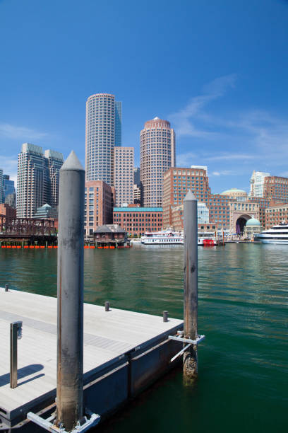 istock Boston skyline and Northern Avenue Bridge 825436684