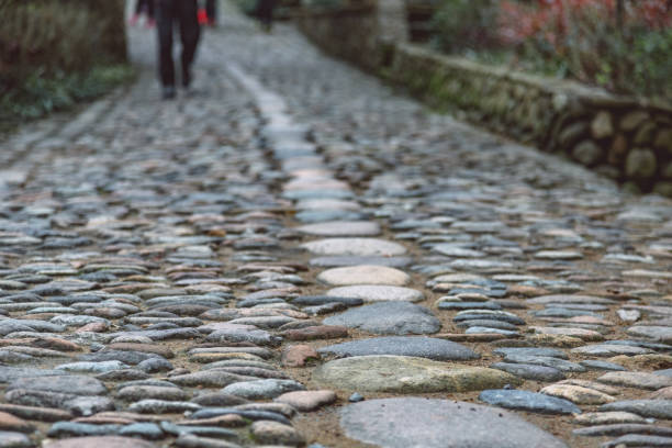 Full Frame Shot Of Pebble pavement in Lishui,Zhejiang province,China.