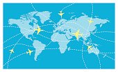 istock Vector world map and global airline 825442670
