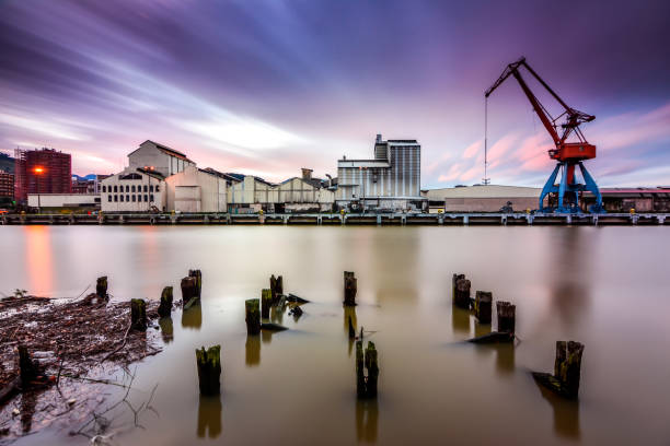 shipyard view at sundown