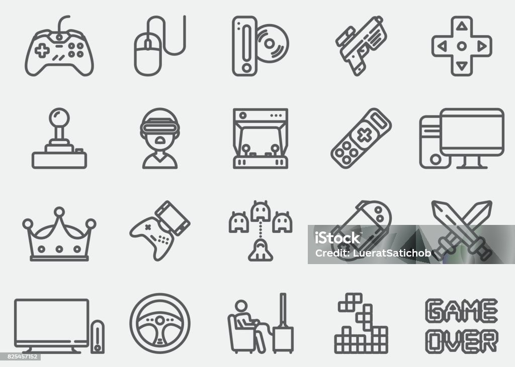 Video game Line Icons Icon Symbol stock vector