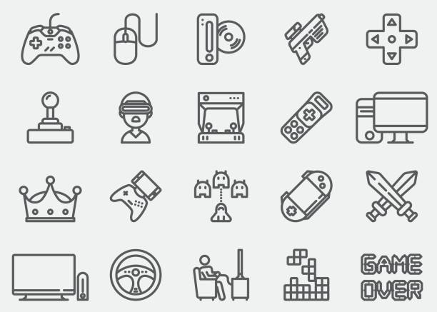 Video game Line Icons vector art illustration