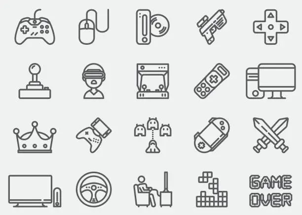 Vector illustration of Video game Line Icons