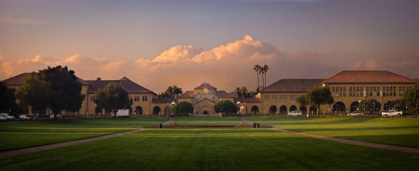 Stanford University at sunrise stock photo
