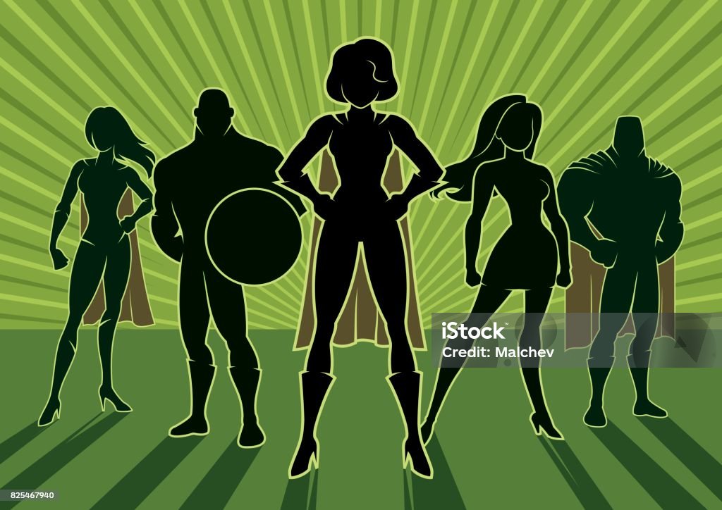 Superhero Team 3 Conceptual illustration depicting team of superheroes. Superhero stock vector