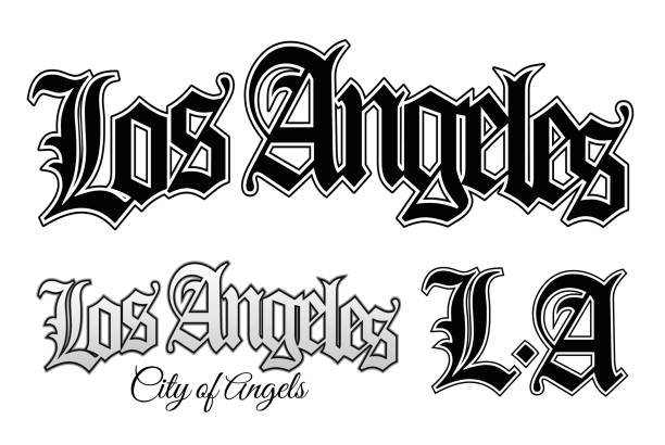 Los Angeles L.A Vector illustration of Los Angeles and L.A in vintage gangsta style gangster rap stock illustrations
