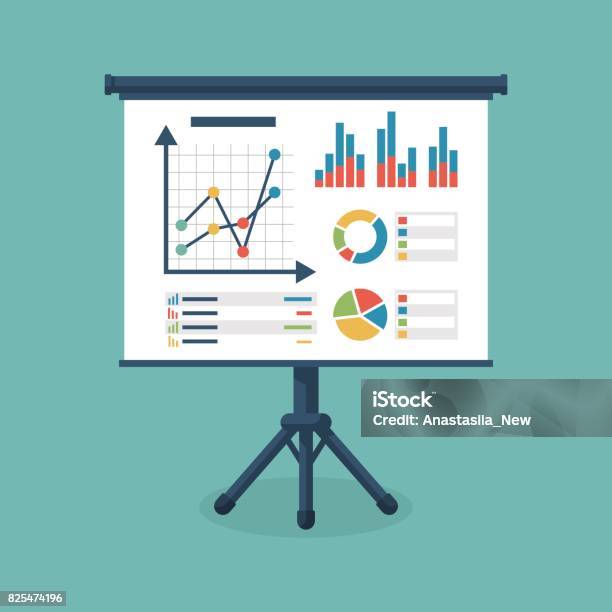 Businesspräsentationsymbol Stock Vektor Art und mehr Bilder von Präsentation - Rede - Präsentation - Rede, Weiße Tafel, Flipchart