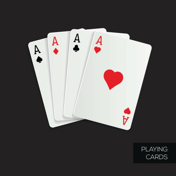 poker-karten auf dunklem hintergrund - kartenspiel stock-grafiken, -clipart, -cartoons und -symbole
