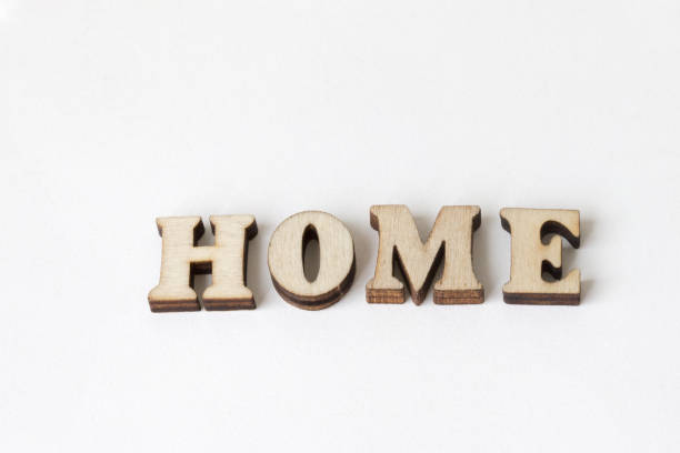 istock home, Wood letters HOME on White background 825478730