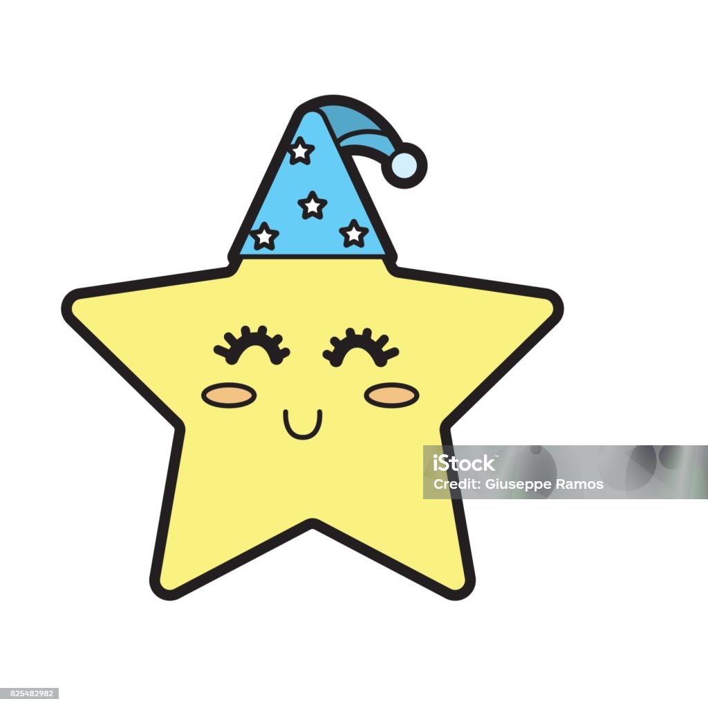 Ngôi Sao Đẹp Sáng Bóng Với Thiết Kế Mũ Ngủ Hình minh họa Sẵn có ...