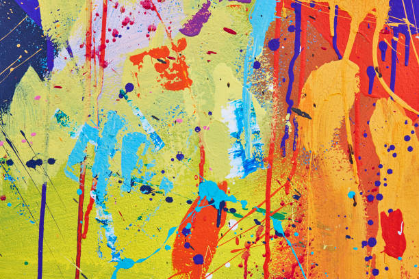 istock Multicolored vivid and textured gouache abstract background. 825486818