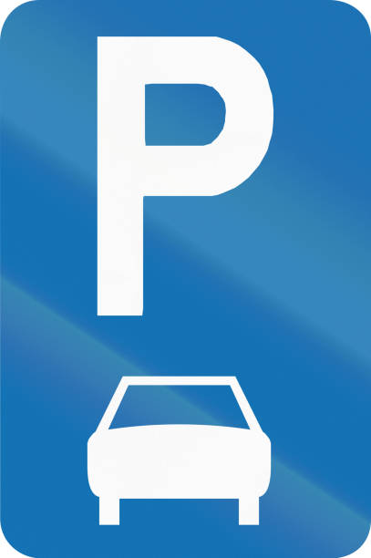 istock Belgian regulatory road sign - parking place for passenger cars 825489872