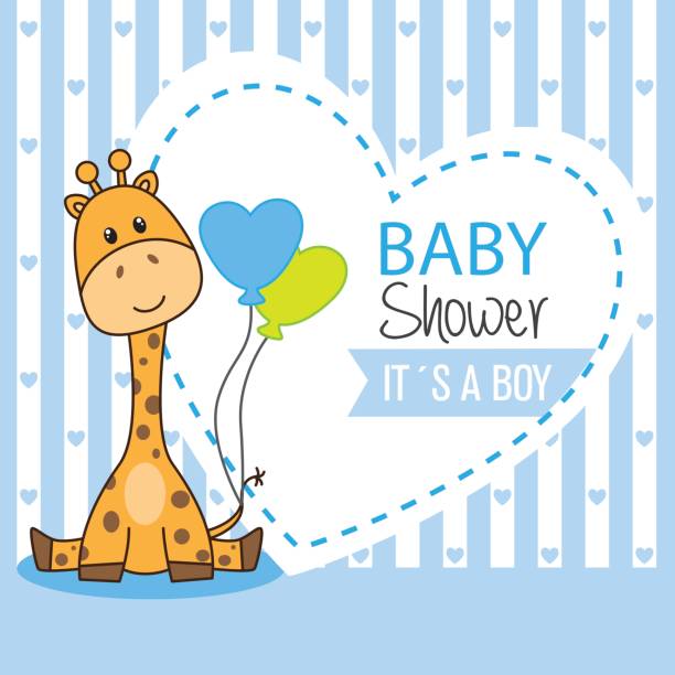 baby shower boy baby shower boy. Cute giraffe baby shower stock illustrations