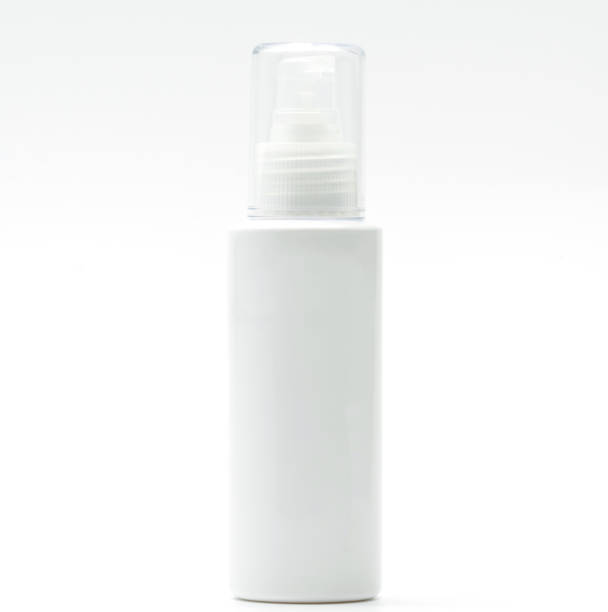istock Cosmetic bottle with pump isolated on white background, blank label, just add your own text 825493730