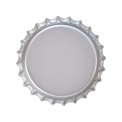 Blank metal bottle cap under the lid side isolated on white background . 3D rendering.