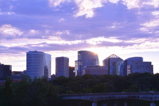 Colorful Twilight Panoramic Photo of Rosslyn Skyline