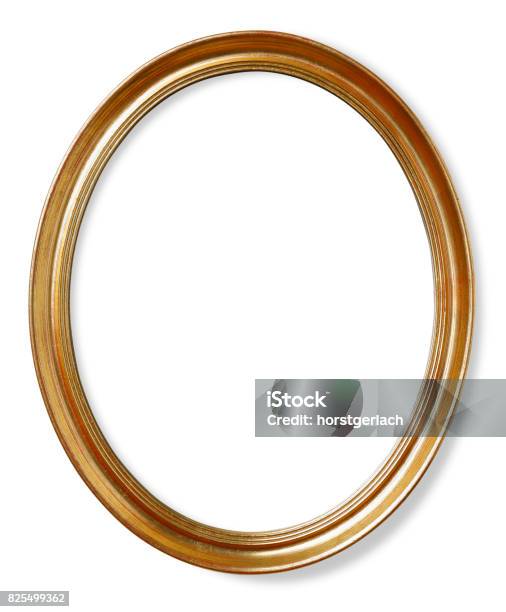 Wooden Oval Picture Frame Stock Photo - Download Image Now - Picture Frame, Border - Frame, Ellipse