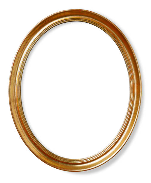 wooden oval picture frame - frame ellipse gold paintings imagens e fotografias de stock