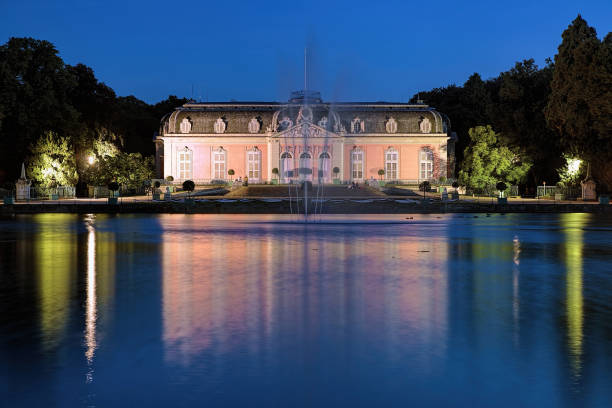 Dusseldorf, Germany - October 2, 2013: Benrath Palace (Schloss Benrath) in dusk. It was built for the Elector Palatine Charles Theodor by his court architect Nicolas de Pigage in 1755-1770.