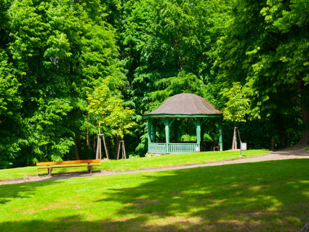 istock Wooden pavilion in the park 825506016