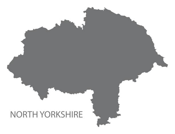 north yorkshire county harita i̇ngiltere i̇ngiltere gri illüstrasyon siluet şekli - north yorkshire stock illustrations
