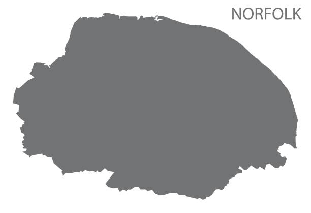 ilustrações, clipart, desenhos animados e ícones de mapa de condado de norfolk forma de silhueta de ilustração inglaterra uk - norfolk