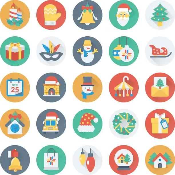 Vector illustration of Christmas, Party and Celebration Vector Icons 1