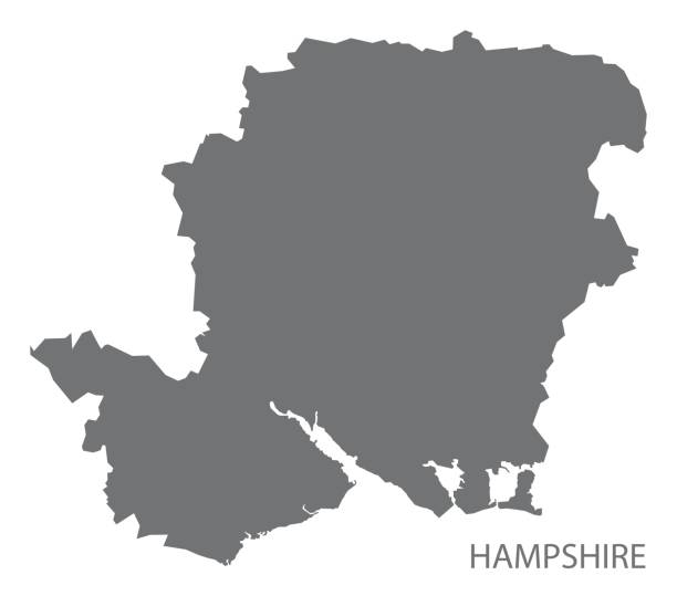 ilustrații de stoc cu harta comitatului hampshire anglia marea britanie ilustrație formă siluetă gri - hampshire