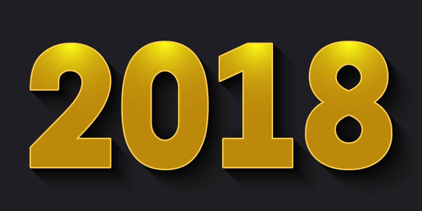 istock 2018 Happy New Year. Gold numbers with shadow on black background. 825541948