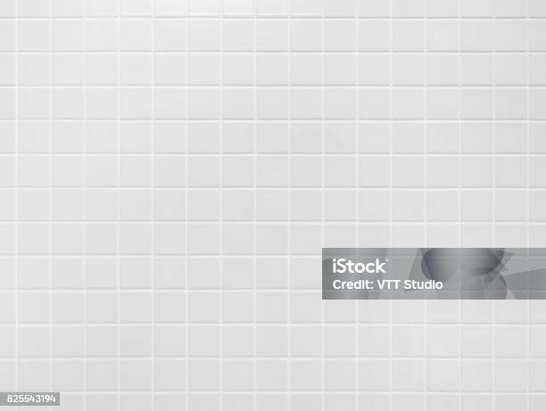 White Tile Wall Background Floor Texture Stock Photo - Download Image Now - Tiled Floor, Bathroom, Domestic Bathroom