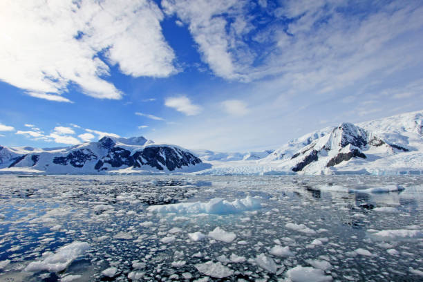 istock Antarctica landscape, icebergs, mountains and ocean 825545802