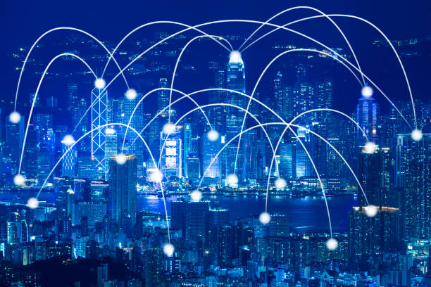istock Business networking connection concept and Wi-Fi in city.Technology communication with cityscape background. 825546680