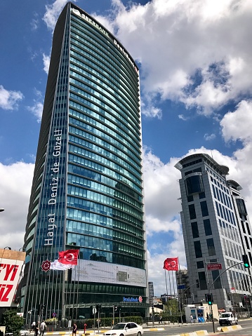 İstanbul,Turkey-August 01,2017:Denizbank branch in Esentepe District.It is one of the banks of Turkey.