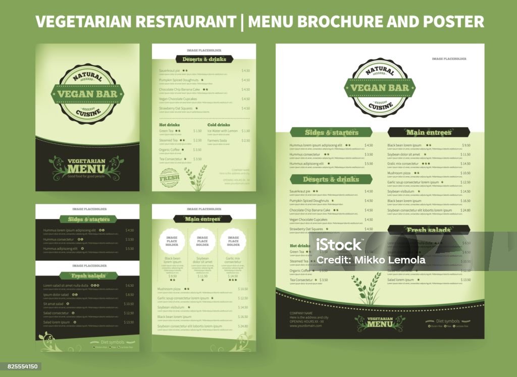 Modèle de Brochure végétarien Restaurant Vector - clipart vectoriel de Menu libre de droits