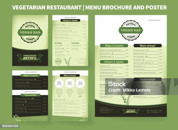 Modèle De Brochure Végétarien Restaurant Vector Vecteurs libres de droits et plus d'images vectorielles de Menu - Menu, Restaurant, Prospectus