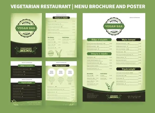 Vector illustration of Vegetarian Restaurant Vector Brochure Template